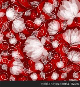 Seamless ornate decorative floral pattern with white flowers
