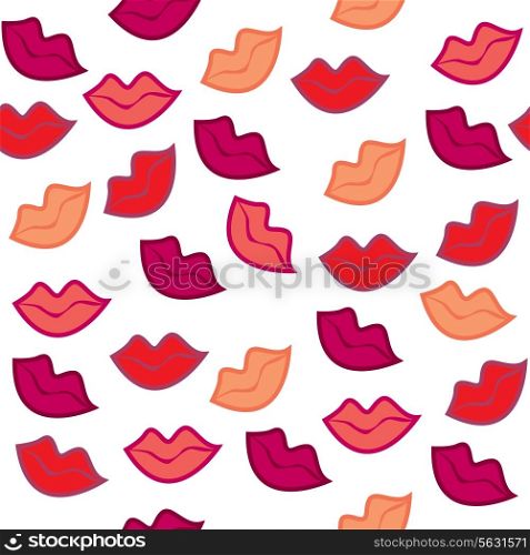 seamless ornate red lips print. Vector illustration. EPS 10.