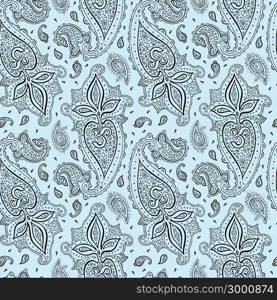 Seamless Paisley background. Elegant Hand Drawn vector pattern.