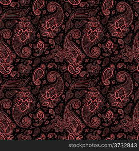 Seamless Paisley background. Elegant Hand Drawn vector pattern.