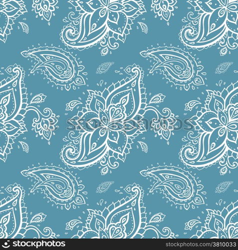 Seamless Paisley background. Elegant Hand Drawn vector pattern.