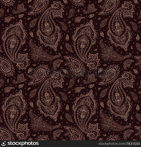 Seamless Paisley background. Elegant Hand Drawn vector pattern.