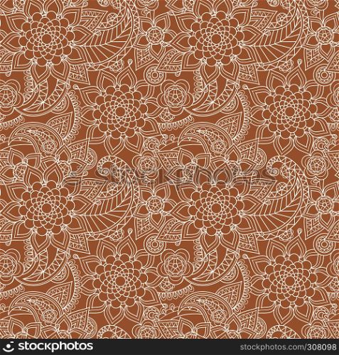 Seamless paisley background with hand drawn asian vector pattern. Seamless paisley background