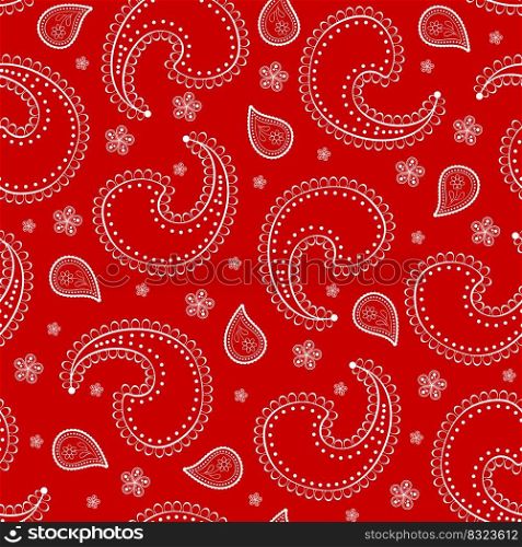 Seamless paisley texture on red background