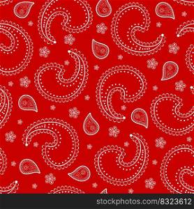 Seamless paisley texture on red background