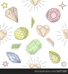 Seamless pastel diamonds pattern. Background with colorful gemstones.