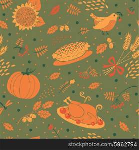 Seamless pattern autumn season. Beautiful background for Thanksgiving. Vector illustration.