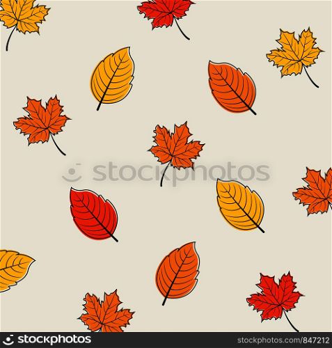 Seamless pattern background autumn leaves in flat design. Autumn background. Eps10. Seamless pattern background autumn leaves in flat design. Autumn background