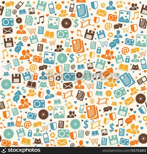 Seamless pattern background of social media apps and digital services vector illustration