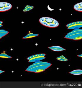 Seamless pattern background with flying saucers
