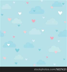 Seamless pattern background with raining heart drop from sky for valentine’s day