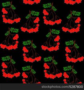 Seamless pattern background with rowanberrys and leafs