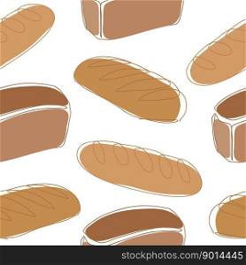 Seamless pattern. Bakery products in the style of drawing a continuous line. Sketch of a black line on a white background. Vector illustration. Seamless pattern. Bakery products in the style of drawing a continuous line. Sketch of a black line on a white background. Vector illustration.