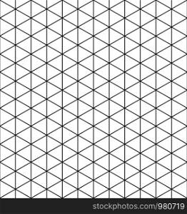 Seamless pattern.Base grid Mitsukude for japanese patterns Kumiko. Kumiko black and white silhouette.Average thickness lines.. Base grid Mitsukude for patterns Kumiko.Black and white