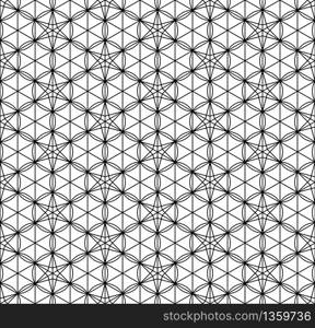 Seamless pattern based on Japanese geometric ornament.Black and white silhouette.Compound ornament.Average thickness lines.Hexagon grid.. Seamless pattern based on Japanese geometric ornament .Black and white.