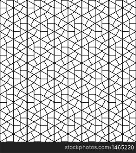 Seamless pattern based on Japanese geometric ornament.Black and white silhouette with average thickness lines.Hexagon grid.. Seamless pattern based on Japanese geometric ornament .Black and white.