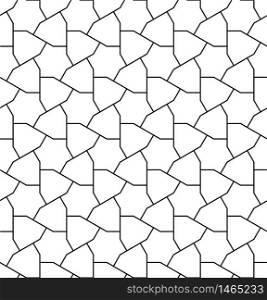 Seamless pattern based on Japanese geometric ornament.Black and white silhouette with average thickness lines.. Seamless pattern based on Japanese geometric ornament .Black and white.