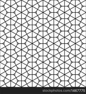Seamless pattern based on Japanese ornament Kumiko.Black and white.Average thickness.. Seamless pattern based on Japanese ornament Kumiko
