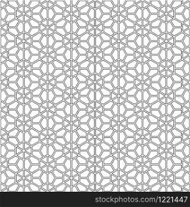 Seamless pattern based on Japanese ornament Kumiko.Black and white.Contoured lines.. Seamless geometric pattern based on Japanese ornament Kumiko