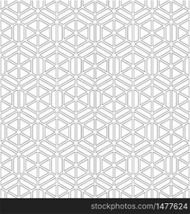 Seamless pattern based on Japanese ornament Kumiko.Black and white.Rounded corners.. Seamless pattern based on Japanese ornament Kumiko