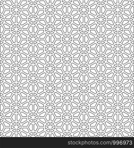 Seamless pattern based on Japanese ornament Kumiko.Black and white.Rounded corners.. Seamless pattern based on Japanese ornament Kumiko