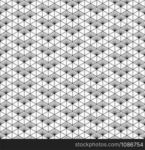 Seamless pattern based on japanese ornament Kumiko Black and white silhouette.Average thickness lines.. Seamless pattern based on japanese ornament Kumiko