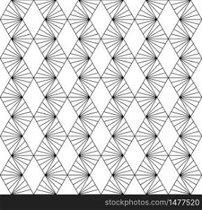 Seamless pattern based on japanese ornament Kumiko black and white silhouette.Fine lines.. Seamless pattern based on japanese ornament Kumiko