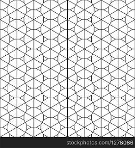 Seamless pattern based on Japanese ornament Kumiko.Black and white.Thin lines.. Seamless pattern based on Japanese ornament Kumiko.