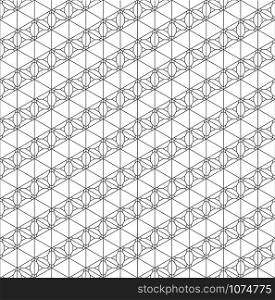 Seamless pattern based on Japanese ornament Kumiko.Black and white.Thin lines.The angular direction.. Seamless pattern based on Japanese ornament Kumiko