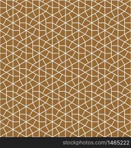 Seamless pattern based on Japanese ornament Kumiko.Gold background color.White pattern layer.Average thickness line variant.. Seamless pattern based on Japanese ornament Kumiko