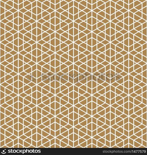 Seamless pattern based on Japanese ornament Kumiko.Gold background color.White pattern layer.. Seamless pattern based on Japanese ornament Kumiko