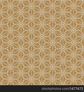 Seamless pattern based on Japanese ornament Kumiko.Gold background color.White pattern layer.Fine lines.. Seamless pattern based on Japanese ornament Kumiko