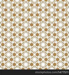 Seamless pattern based on Japanese ornament Kumiko.Gold background color.White pattern layer.Thick lines.. Seamless pattern based on Japanese ornament Kumiko