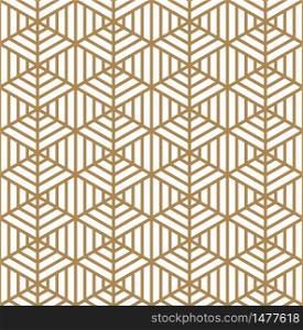 Seamless pattern based on Japanese ornament Kumiko.Golden color.. Seamless pattern based on Japanese ornament Kumiko
