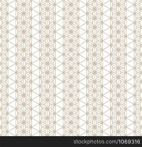 Seamless pattern based on Japanese ornament Kumiko.Golden color.Average and thin lines.. Seamless geometric pattern based on Japanese ornament Kumiko