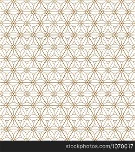 Seamless pattern based on Japanese ornament Kumiko.Golden color.Average and thin lines.. Seamless geometric pattern based on Japanese ornament Kumiko