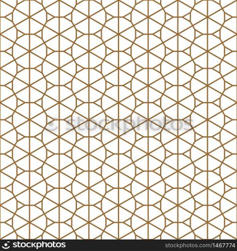 Seamless pattern based on Japanese ornament Kumiko.Golden color.Average thickness.. Seamless geometric pattern based on Japanese ornament Kumiko