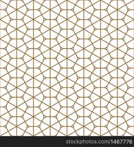 Seamless pattern based on Japanese ornament Kumiko.Golden color.Average thickness.. Seamless geometric pattern based on Japanese ornament Kumiko