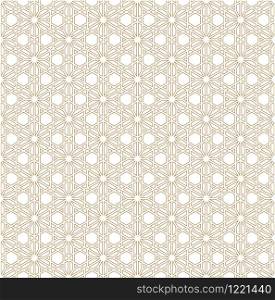 Seamless pattern based on Japanese ornament Kumiko.Golden color.Contoured lines.. Seamless geometric pattern based on Japanese ornament Kumiko.