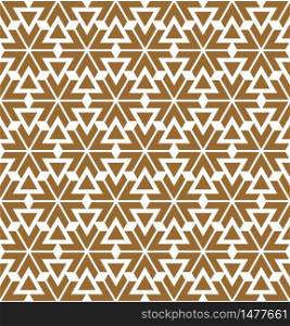 Seamless pattern based on Japanese ornament Kumiko.Golden color.Hexagon grid.. Seamless pattern based on Japanese ornament Kumiko