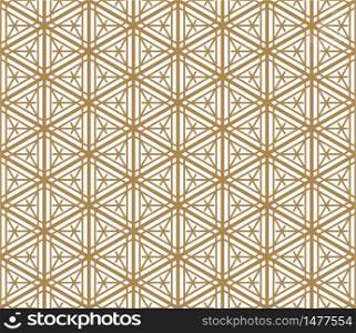Seamless pattern based on Japanese ornament Kumiko.Golden color.Medium thickness and thin.. Seamless pattern based on Japanese ornament Kumiko