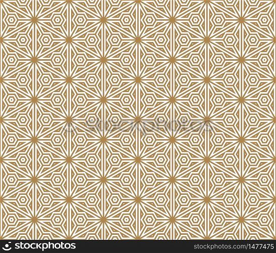 Seamless pattern based on Japanese ornament Kumiko.Golden color.Repeating contour lines.. Seamless pattern based on Japanese ornament Kumiko