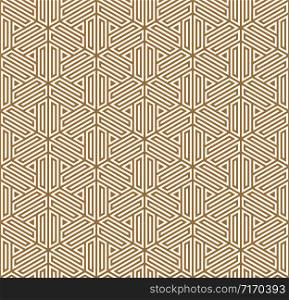 Seamless pattern based on Japanese ornament Kumiko.Golden color.Repeating contour lines.. Seamless pattern based on Japanese ornament Kumiko