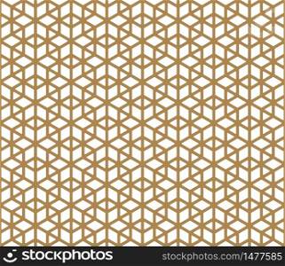 Seamless pattern based on Japanese ornament Kumiko.Golden color.Rounded corners.. Seamless pattern based on Japanese ornament Kumiko