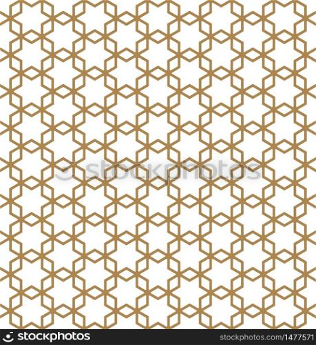 Seamless pattern based on Japanese ornament Kumiko.Golden color.Rounded corners.Thick lines. Seamless pattern based on Japanese ornament Kumiko