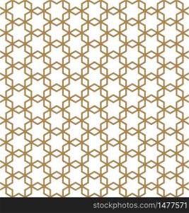 Seamless pattern based on Japanese ornament Kumiko.Golden color.Rounded corners.Thick lines. Seamless pattern based on Japanese ornament Kumiko