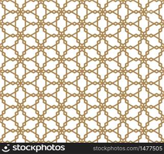 Seamless pattern based on japanese ornament Kumiko.Golden color .Silhouette lines with an average thickness. Seamless pattern based on japanese ornament Kumiko