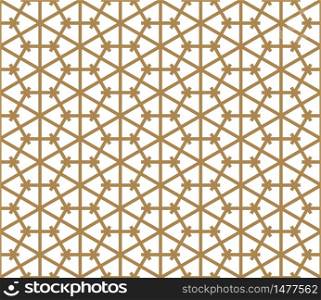 Seamless pattern based on Japanese ornament Kumiko.Golden color.Thick lines.. Seamless pattern based on Japanese ornament Kumiko