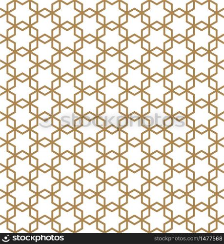 Seamless pattern based on Japanese ornament Kumiko.Golden color.Thick lines. Seamless pattern based on Japanese ornament Kumiko