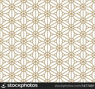 Seamless pattern based on Japanese ornament Kumiko.Golden color.Thin lines.. Seamless pattern based on Japanese ornament Kumiko